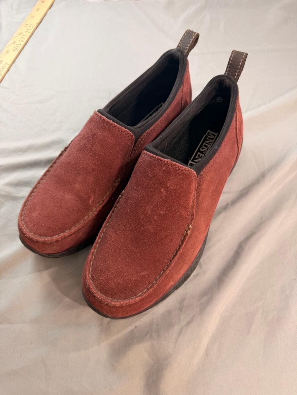 Lands' End Women's Suede Slip-on shoes in Burgundy size 9D